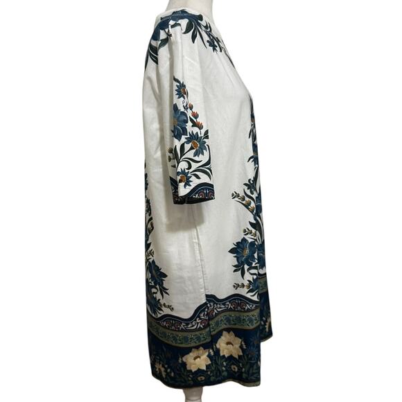 Farm Rio Brazil blue botanical floral t-shirt dress M cottagecore vacation (M) - Picture 3 of 9